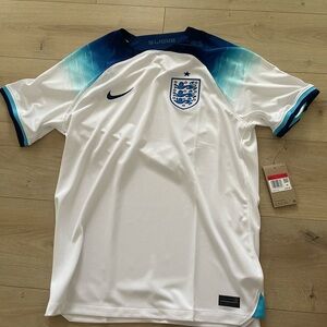 Nike England Soccer Jersey White and Blue Large size